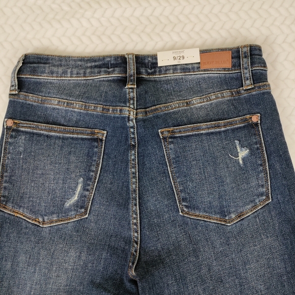 Judy Blue Walnut Creek Mid Rise Distressed Dark Blue Cropped Straight Size 9/29 - Picture 6 of 11